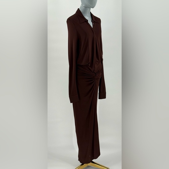 🆕 RAT & BOA 🧿 NWOT Rucci Long Sleeve Ruched Shirt Dress, Brown - Sz L - Picture 5 of 17